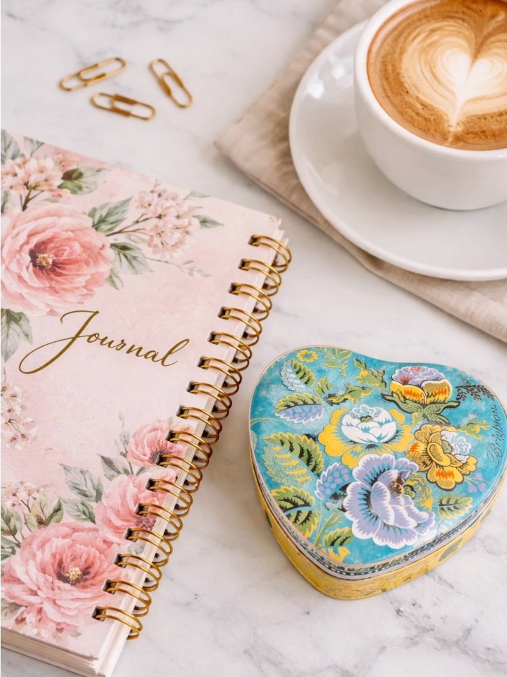 Floral Heart-Shaped Tin Box